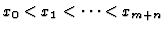 $x_0<x_1<\cdots<x_{m+n}$