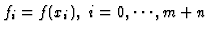 $f_i=f(x_i),\ i=0,\cdots,m+n$