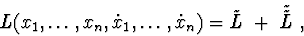 \begin{displaymath}L(x_{1},\ldots , x_{n},\dot {x}_{1},\ldots , \dot {x}_{n}) =
\tilde {L} \ +\ \tilde{\tilde{L}}\ ,
\end{displaymath}