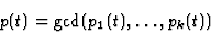 \begin{displaymath}p(t)=\gcd(p_1(t),\ldots,p_k(t))\end{displaymath}