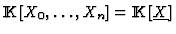${\rm I\kern -2.2pt K\hskip 1pt}[X_0, \ldots, X_n]= {\rm I\kern -2.2pt K\hskip 1pt}[\underline{X}]$
